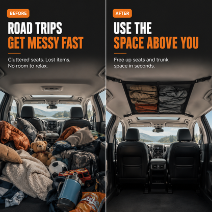 Car Ceiling Cargo Net | Hidden Roof Storage Organizer
