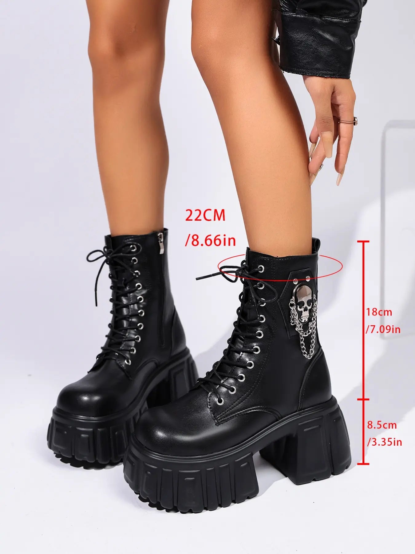 Women's Faux Leather Boots – Chunky Sole