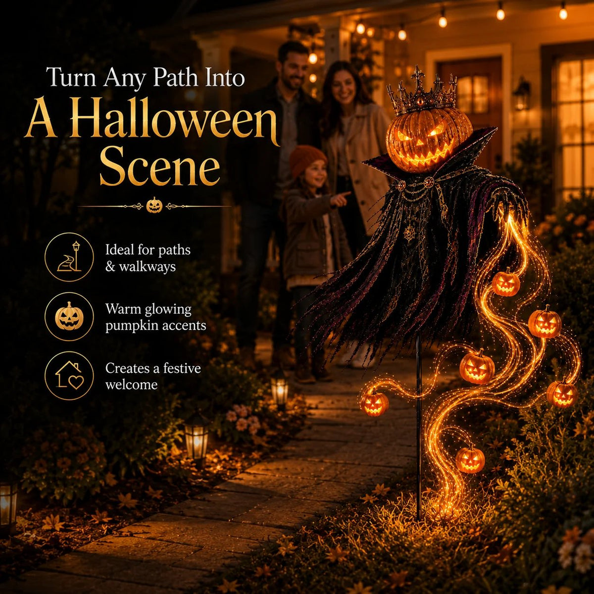 Pumpkin King Halloween Yard Decor|Solar Operated Day‐Night Ornament For Garden