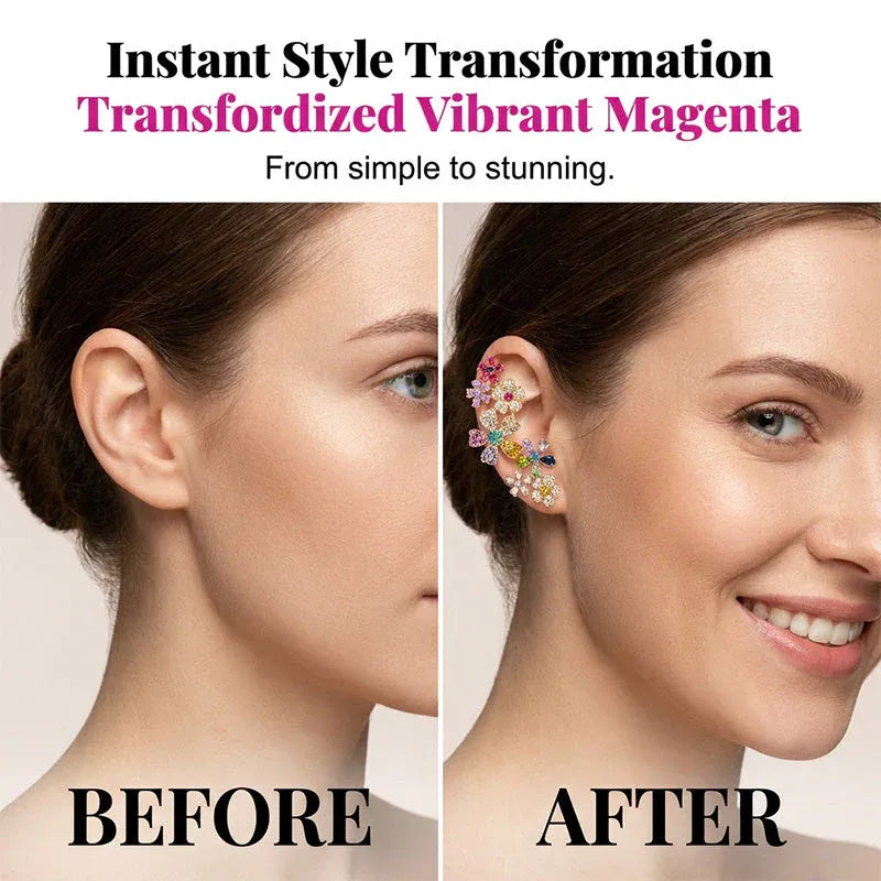 LIMITED-TIME ! Vibrant Floral Crawler Earrings – Multicolor Rhinestone, Lightweight, Hypoallergenic