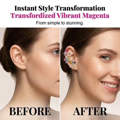 LIMITED-TIME ! Vibrant Floral Crawler Earrings – Multicolor Rhinestone, Lightweight, Hypoallergenic