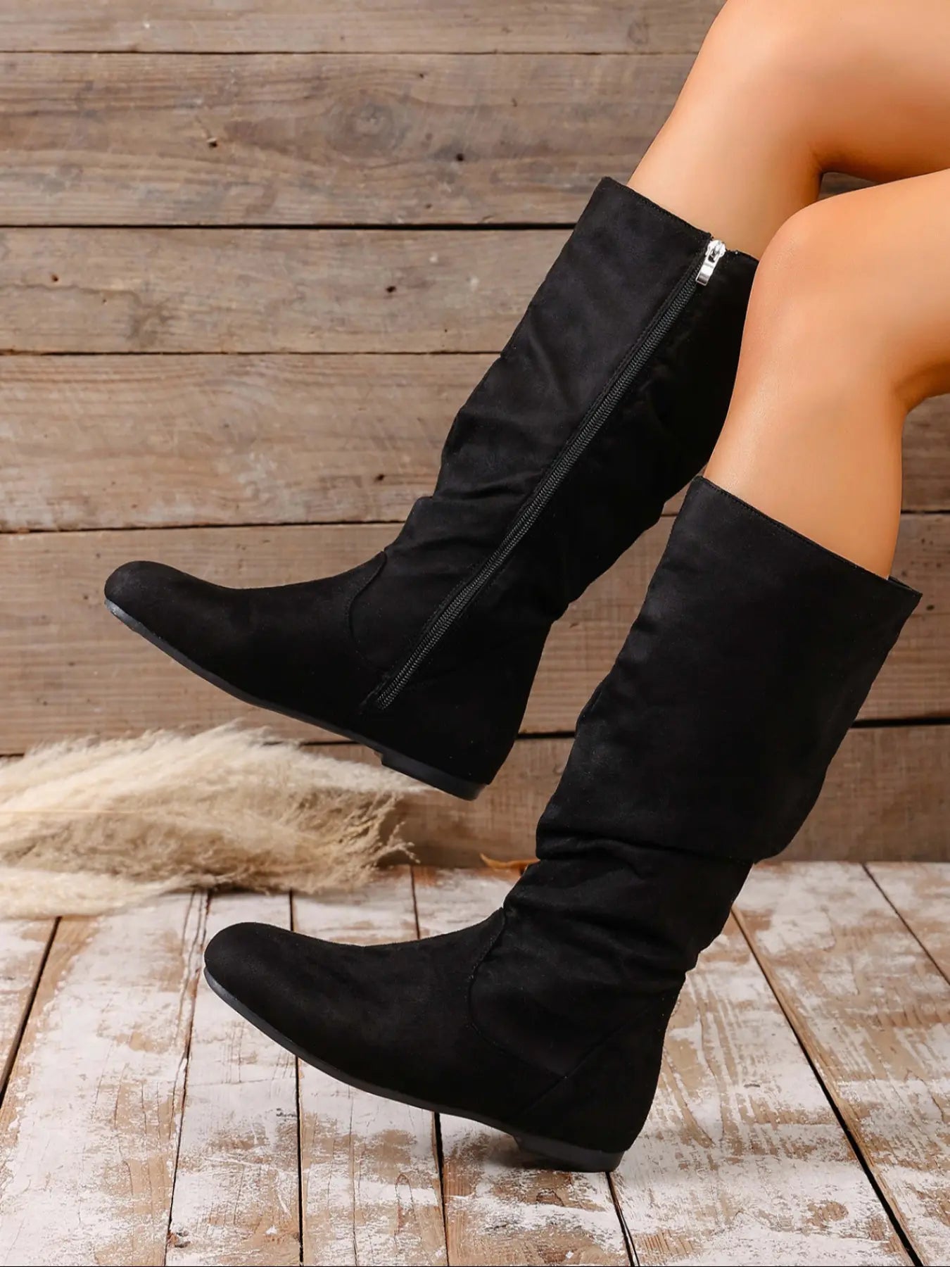 Women's Ankle Boots – Round Toe, Zip, Non-Slip