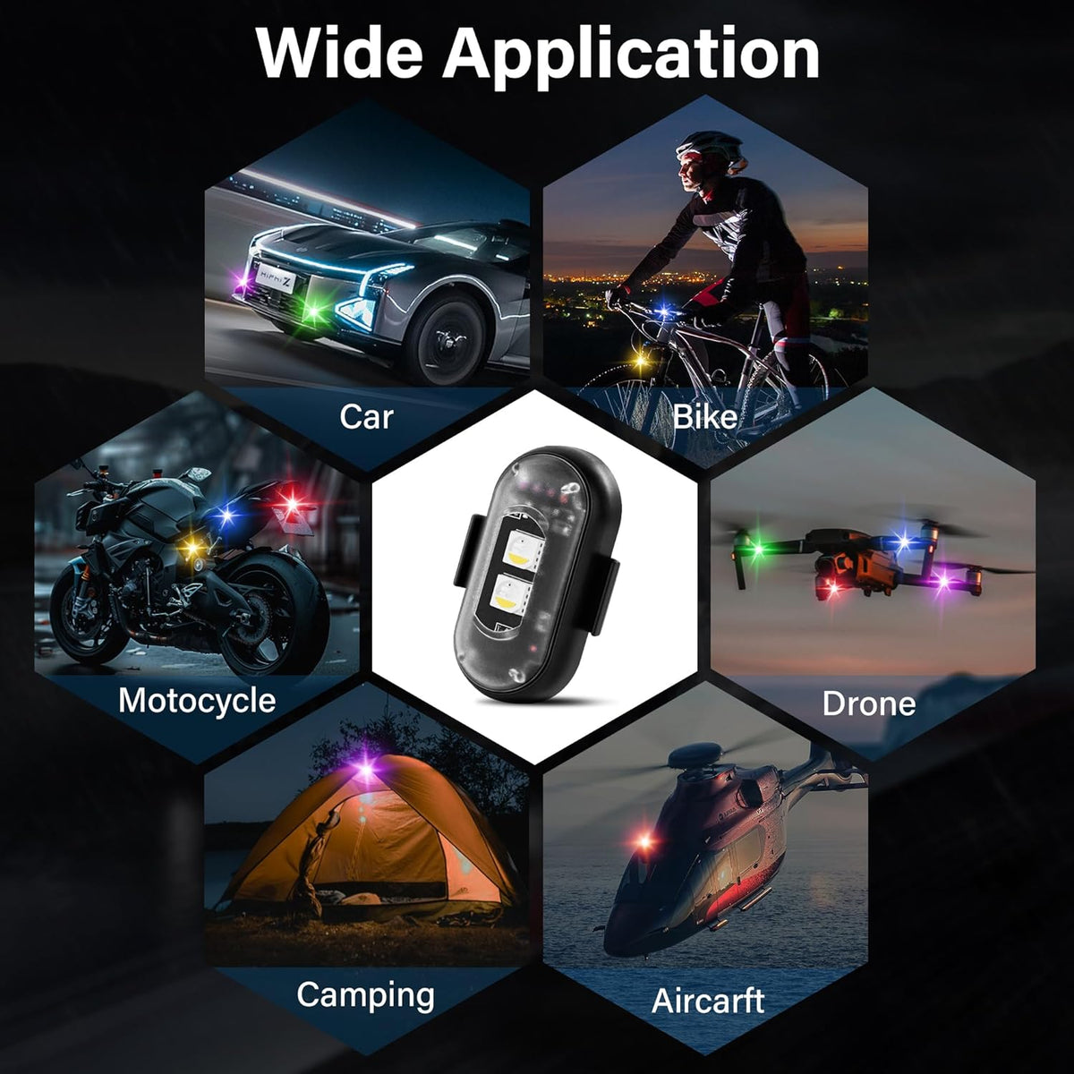 RGB LED Strobe Light Kit - Wireless Remote Multi-Mode Flashing For Night Riding Visibility & Safety Upgrade