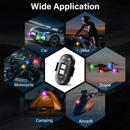 RGB LED Strobe Light Kit - Wireless Remote Multi-Mode Flashing For Night Riding Visibility & Safety Upgrade