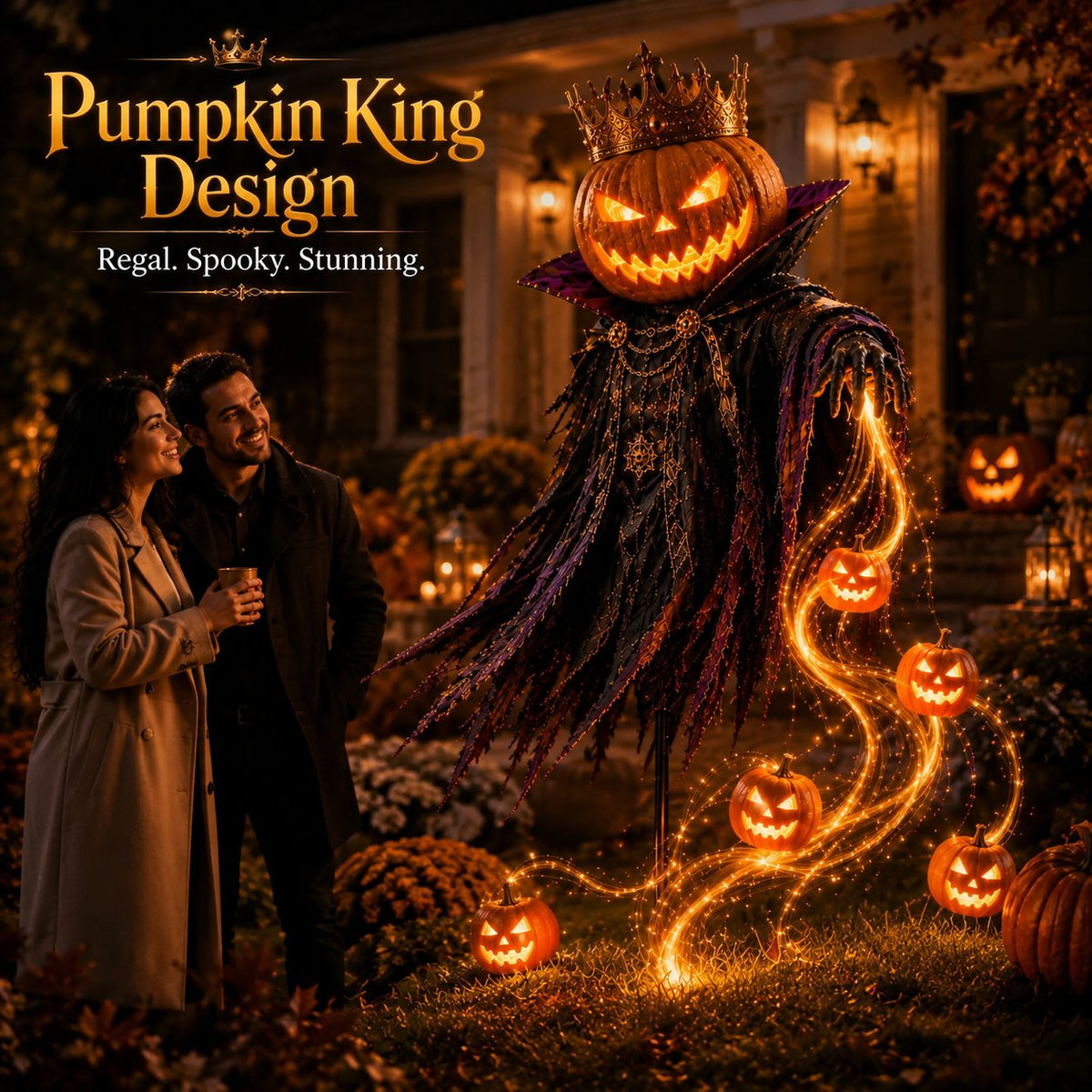 Pumpkin King Halloween Yard Decor|Solar Operated Day‐Night Ornament For Garden