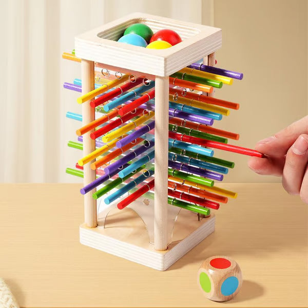 Wooden Stick Game, Colorful Educational Toy for Cognitive Development & Focus Training, Includes Mixed Colors Sticks and one-level Puzzle