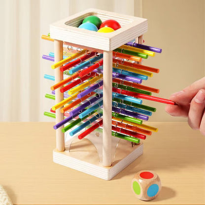 Wooden Stick Game, Colorful Educational Toy for Cognitive Development & Focus Training, Includes Mixed Colors Sticks and one-level Puzzle