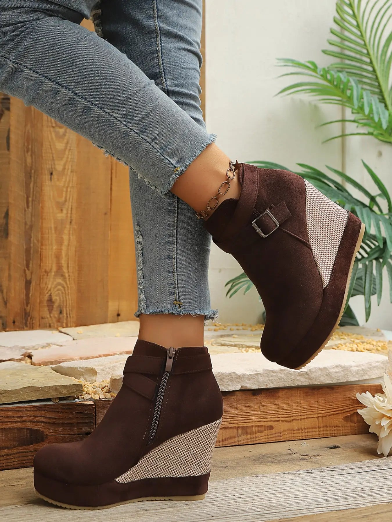Women's Ankle Boots – Chunky Sole, Wedge, Zip