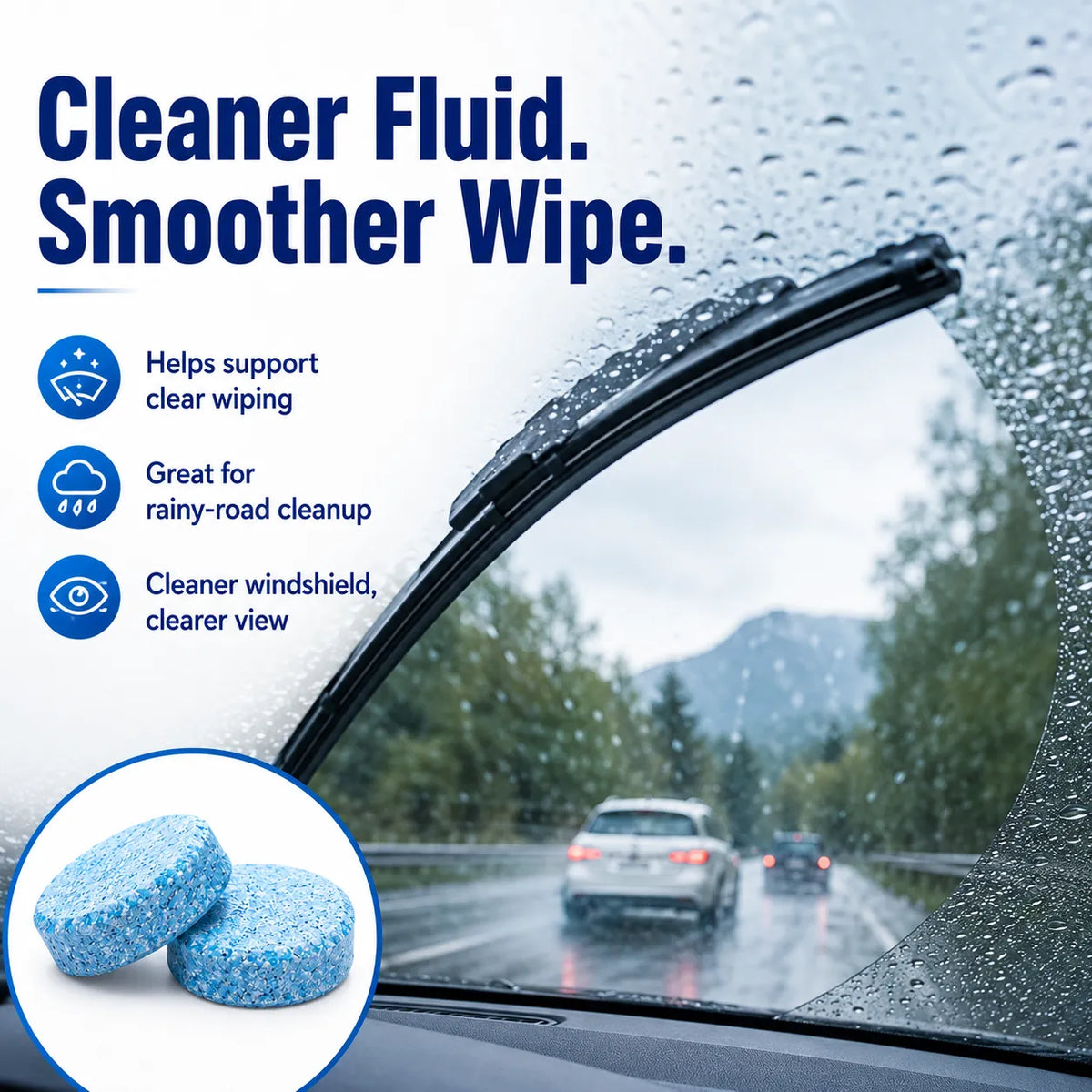 Windshield Washer Tablets — Drop, Dissolve & Drive Clear!