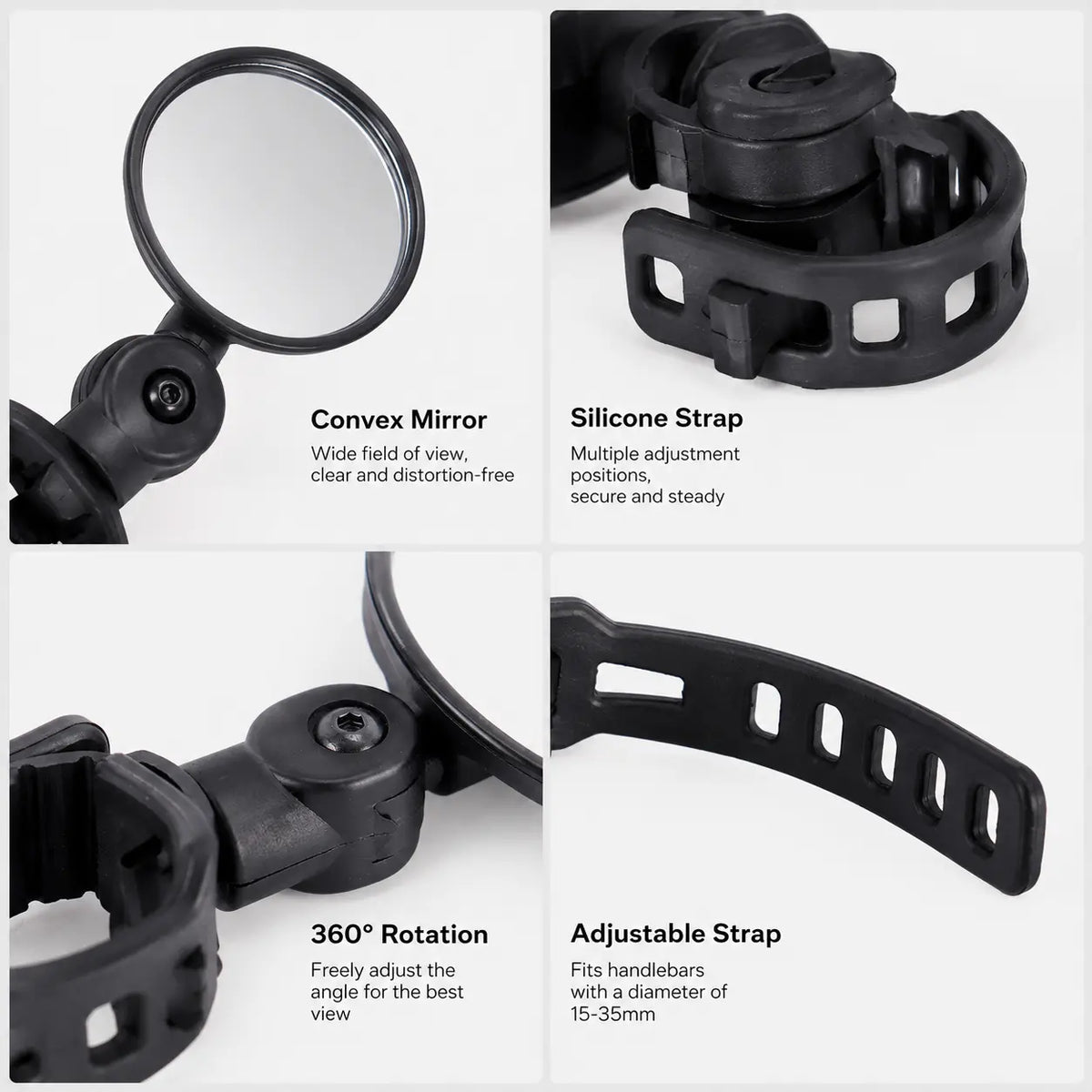 2 Counts, Bicycle Handlebar Convex Rearview Mirror