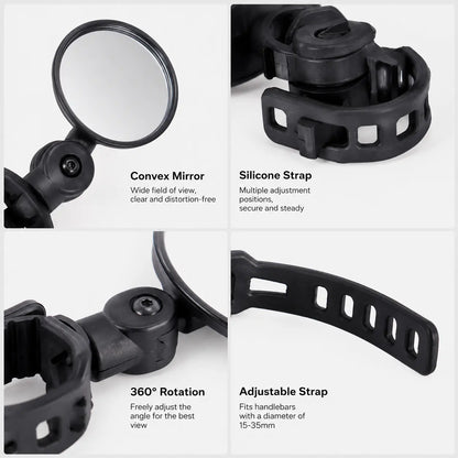 2 Counts, Bicycle Handlebar Convex Rearview Mirror