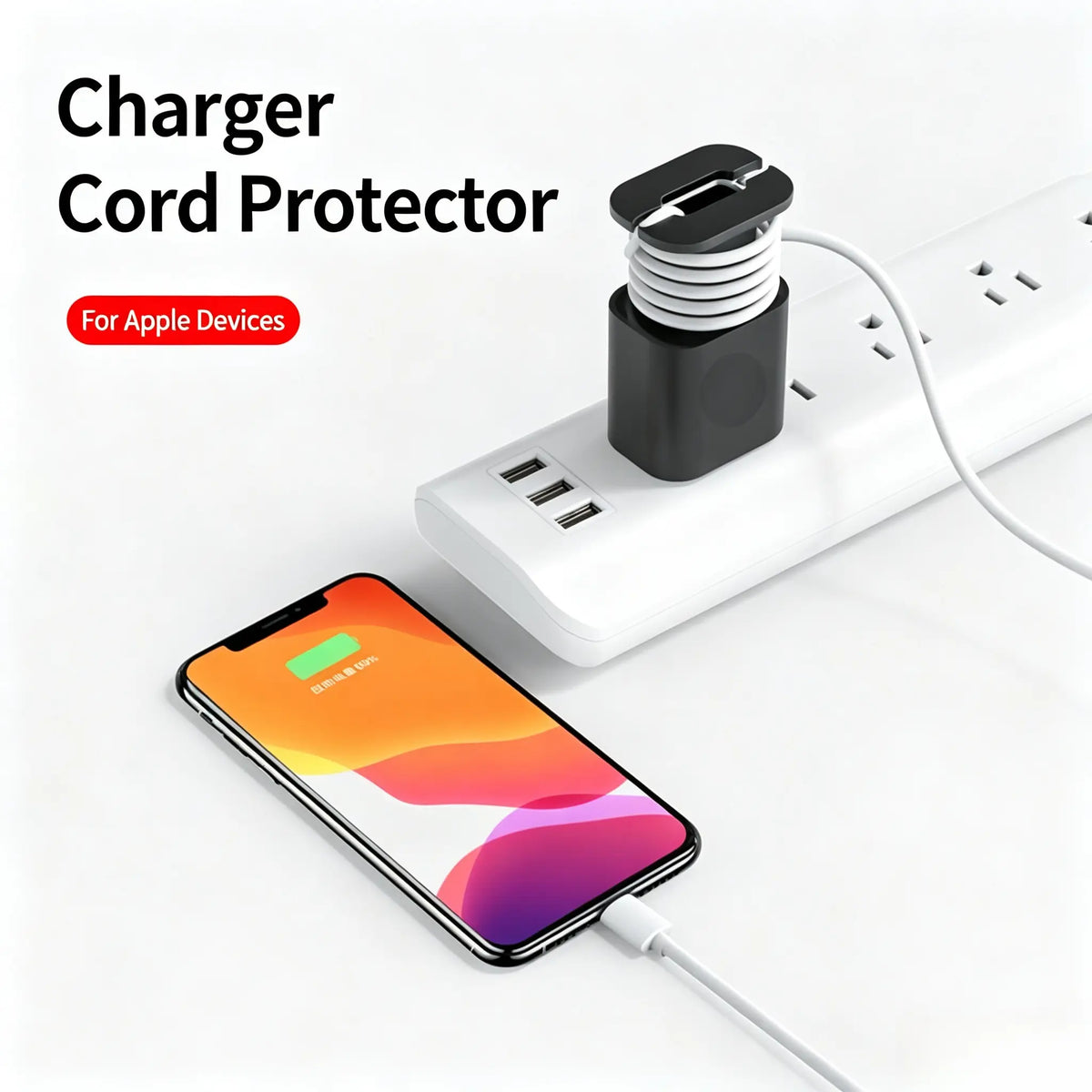 2 in 1 Silicone Charger Protector with Cord Wrap, iPhone Silicone Power Adapter Case