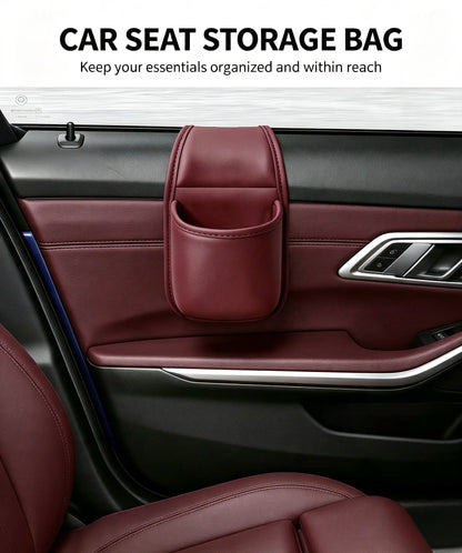 Leather Car Door Storage Pocket - Double‑Layer Compartments