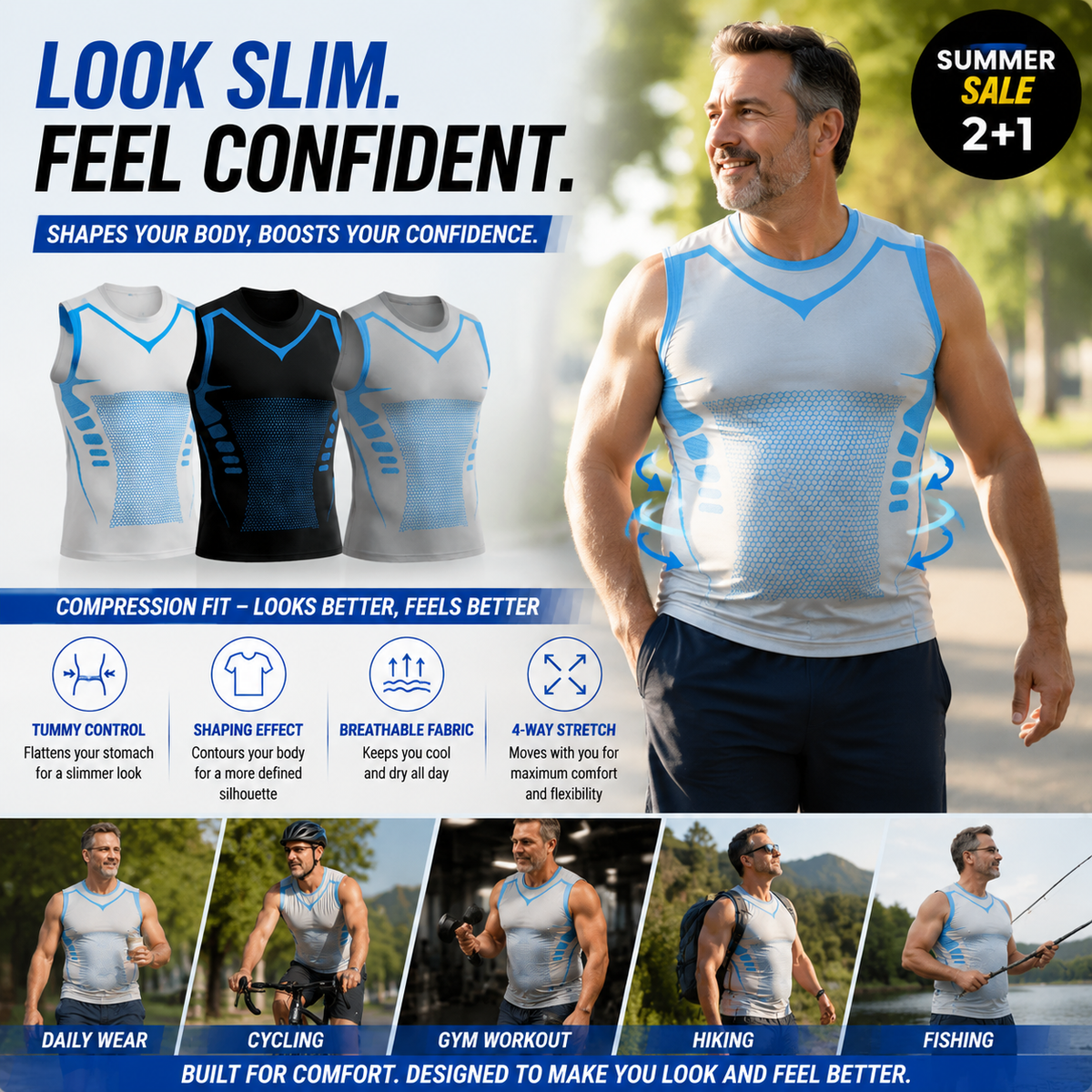 Men's Slimming Compression Vest | Posture Corrector Base Layer