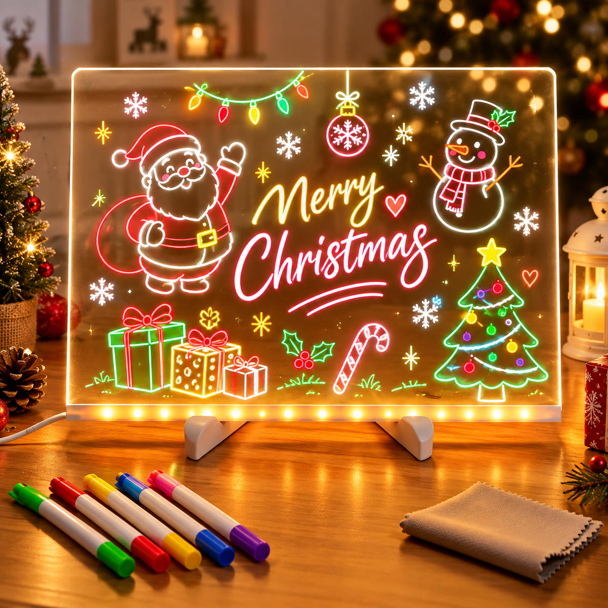 Creative Rewritable Acrylic LED Message Board (set come with 7 Pens)