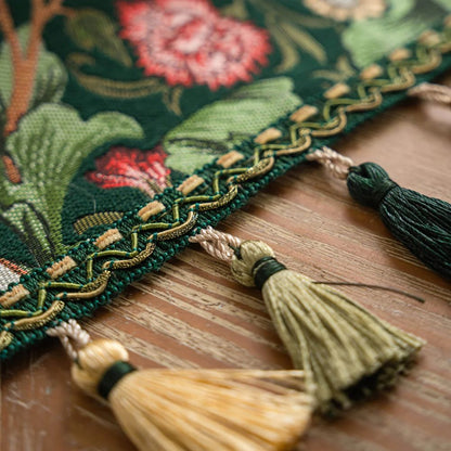 Flora Vine Embroidered Table Runner with Tassels