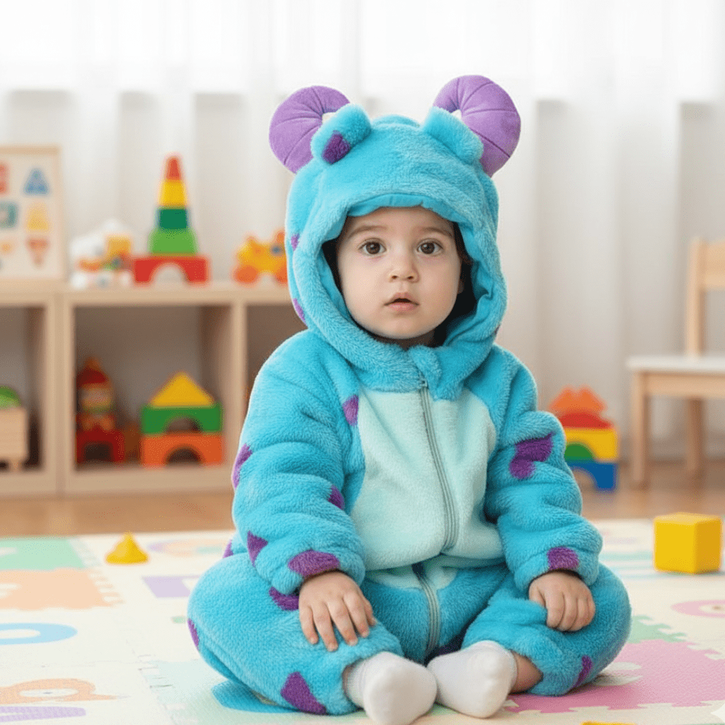 FLUFFIBEAR – Animal Baby Overall – Fluffy Comfort with Zipper Access