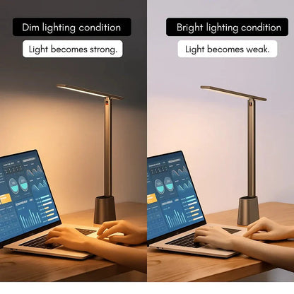 FOLDLITE – Smart foldable LED desk lamp, rechargeable, adjustable brightness