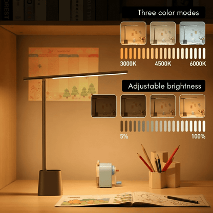 FOLDLITE – Smart foldable LED desk lamp, rechargeable, adjustable brightness