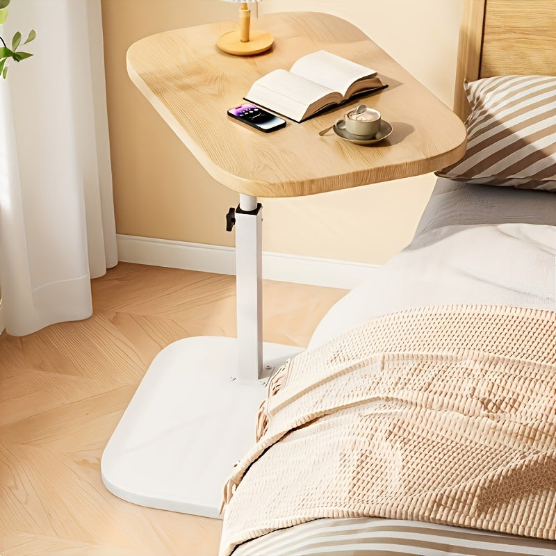 Adjustable Height Side Table with Wood Top