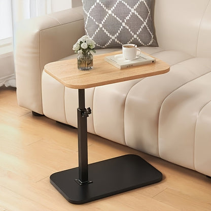 Adjustable Height Side Table with Wood Top