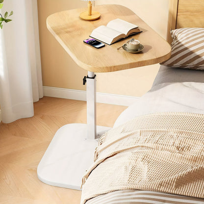 Adjustable Height Side Table with Wood Top