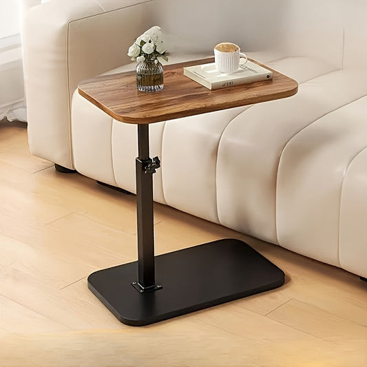 Adjustable Height Side Table with Wood Top