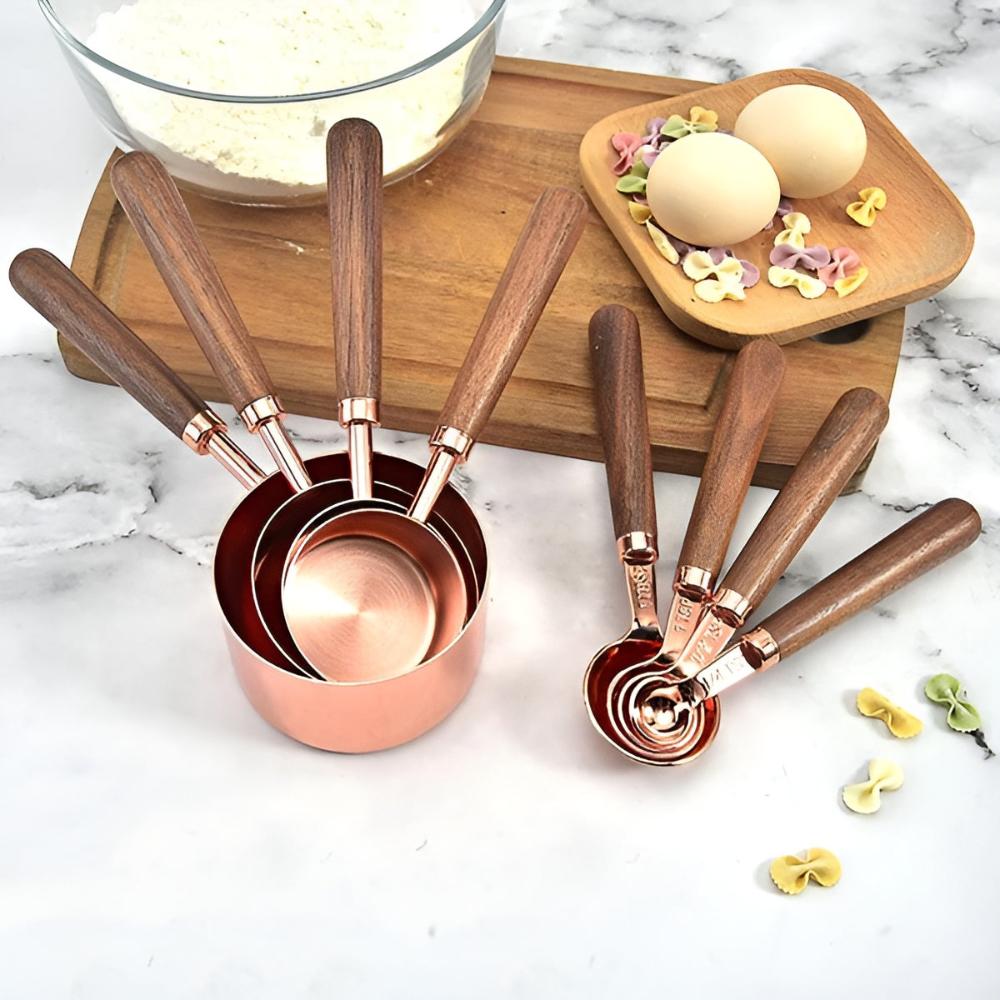 Copper Finish Measuring Cups and Spoons Set