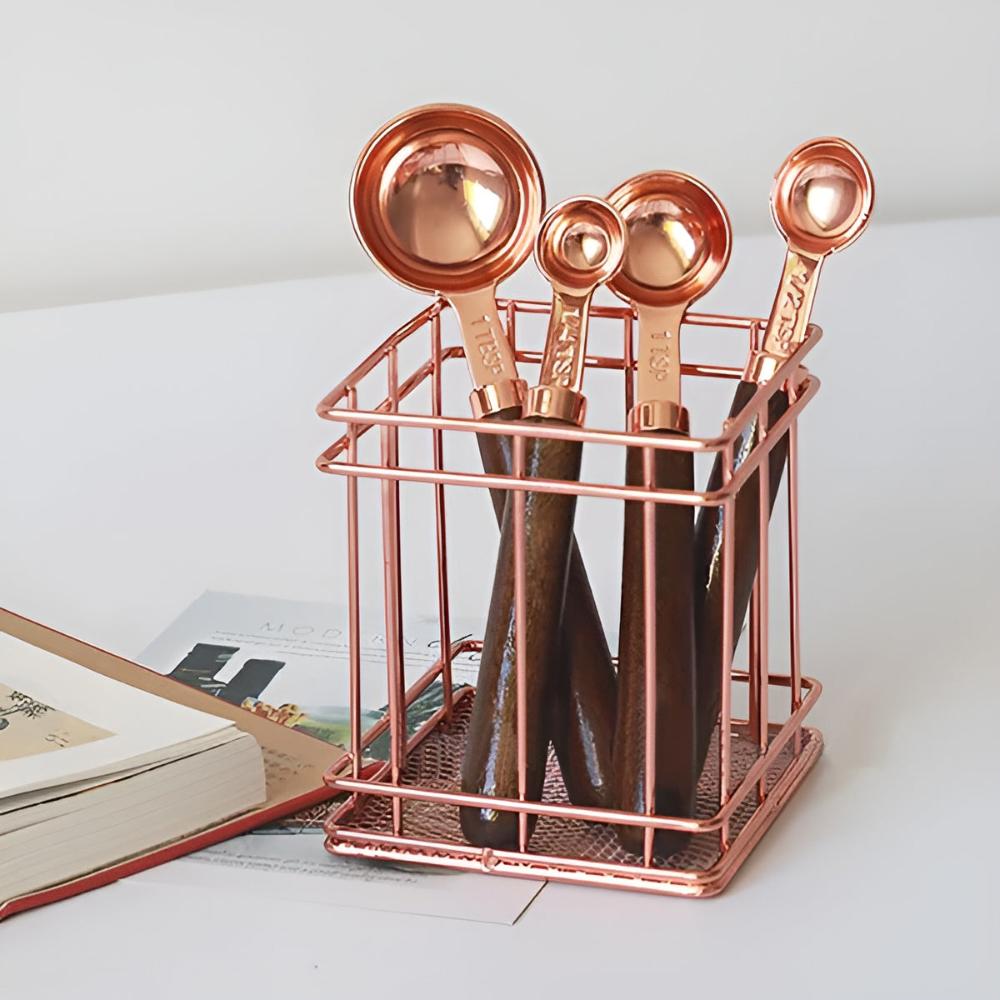 Copper Finish Measuring Cups and Spoons Set