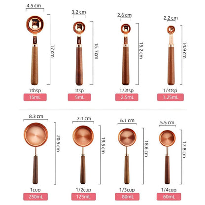 Copper Finish Measuring Cups and Spoons Set
