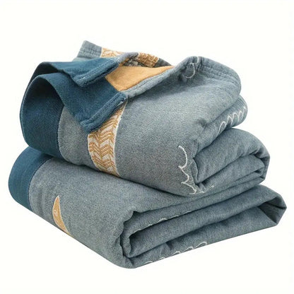 Cotton Gauze Reversible Throw with Fish Design