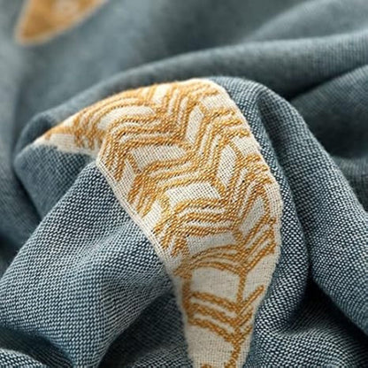 Cotton Gauze Reversible Throw with Fish Design