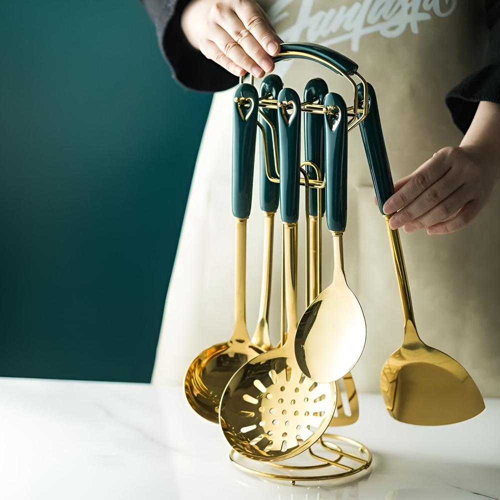 Gold Stainless Steel Kitchen Utensil Set