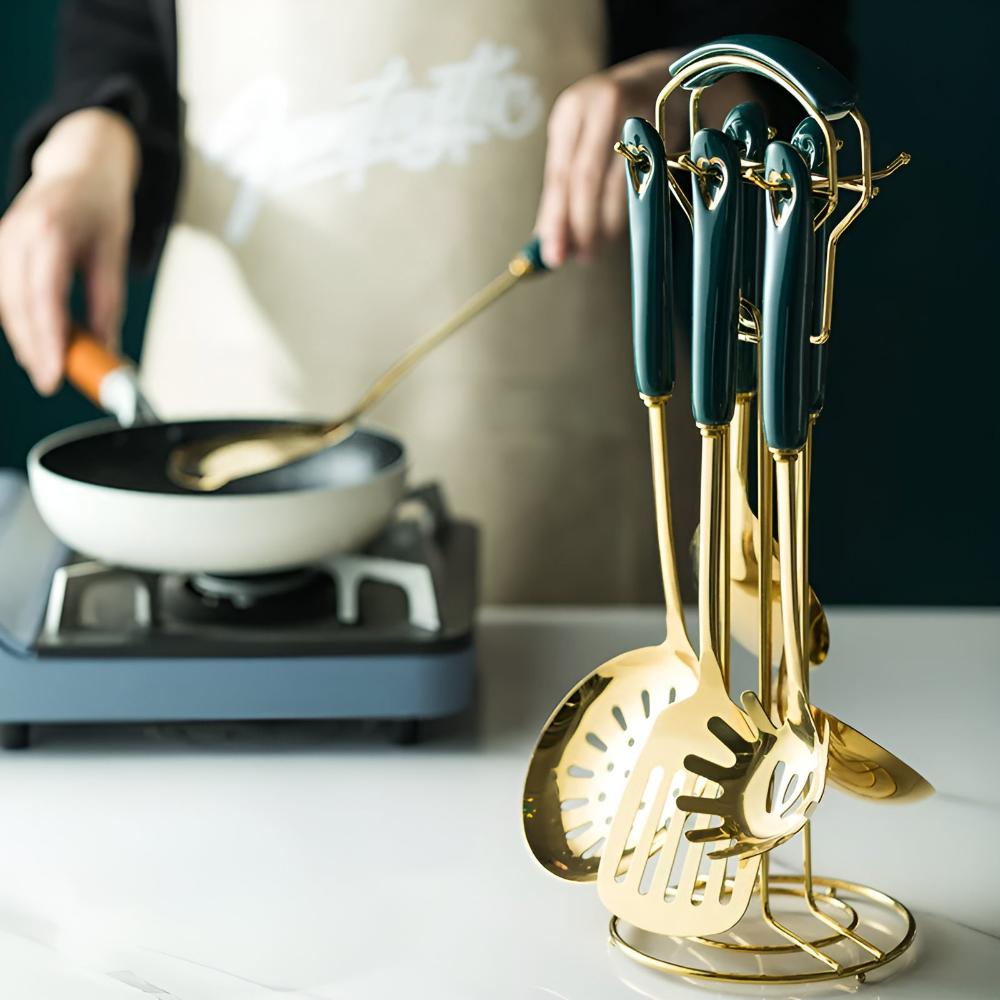 Gold Stainless Steel Kitchen Utensil Set
