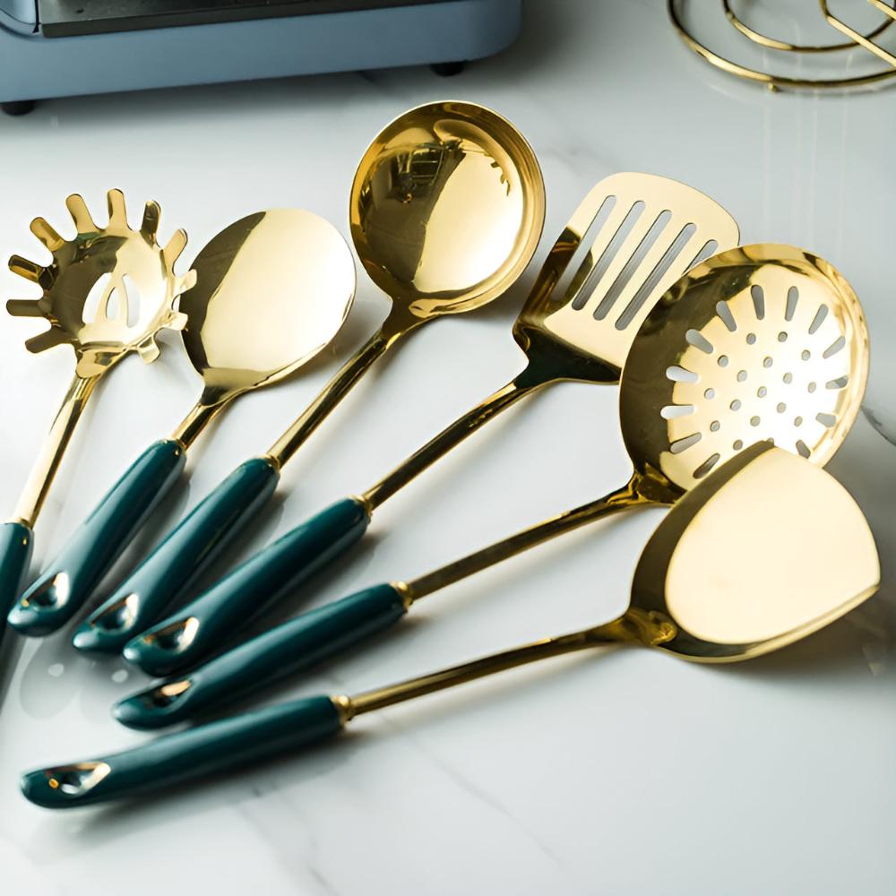 Gold Stainless Steel Kitchen Utensil Set