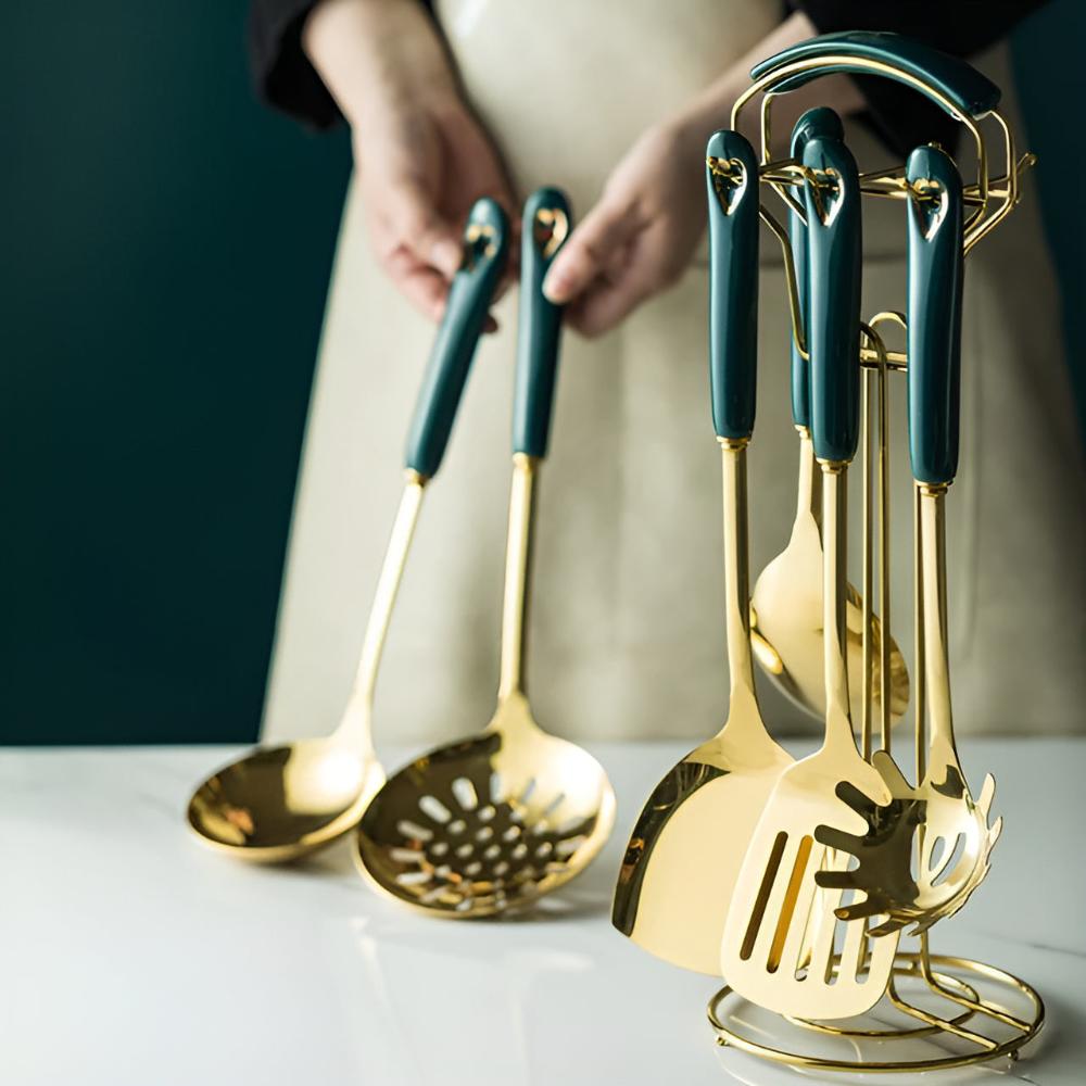 Gold Stainless Steel Kitchen Utensil Set