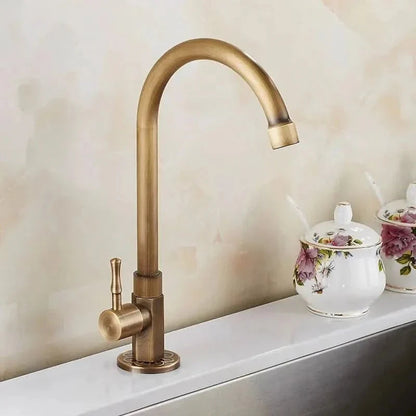 GOLDENSWAN – Antique Brass Swan Neck Faucet for Kitchen & Bathroom
