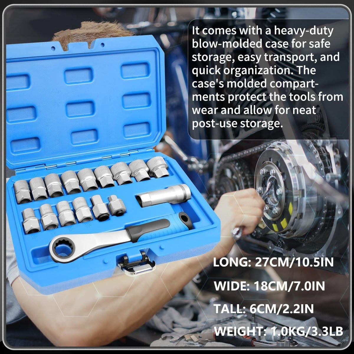 17-Piece Pass-Through Socket Set with 72-Tooth Reversible Ratchet