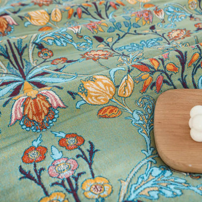 Greenery Floral Cotton Tassel Blanket