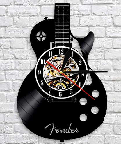 Guitar Vinyl Record Wall Clock - Unique Design for Music Lovers