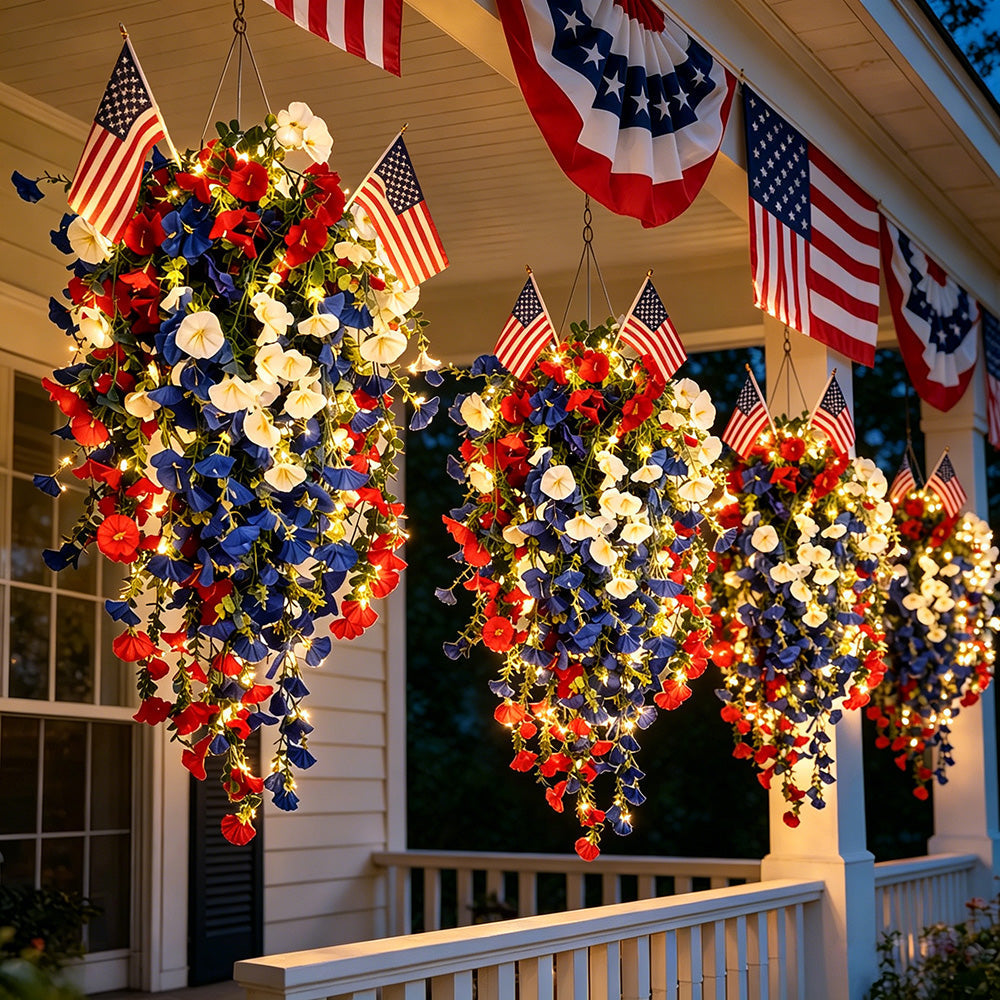 Over 50,000 Sold! Pre-Lit Patriotic Artificial Flower Set - Honor America's 250th Anniversary