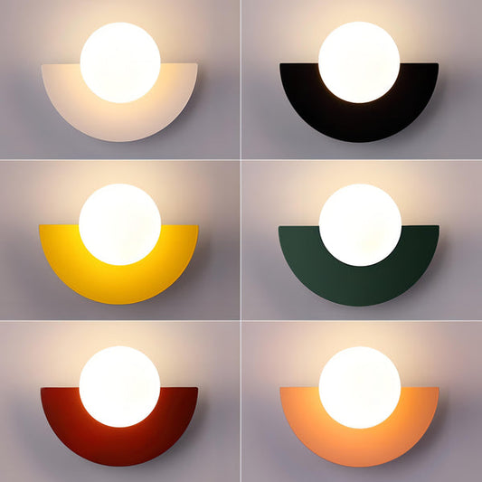 Half-Round Wall Lamp in Scandinavian Style Minimalism and Warm Light