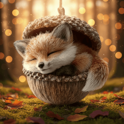 Handmade Christmas Tree Ornaments with Acorn and Woodland Animal Decorations