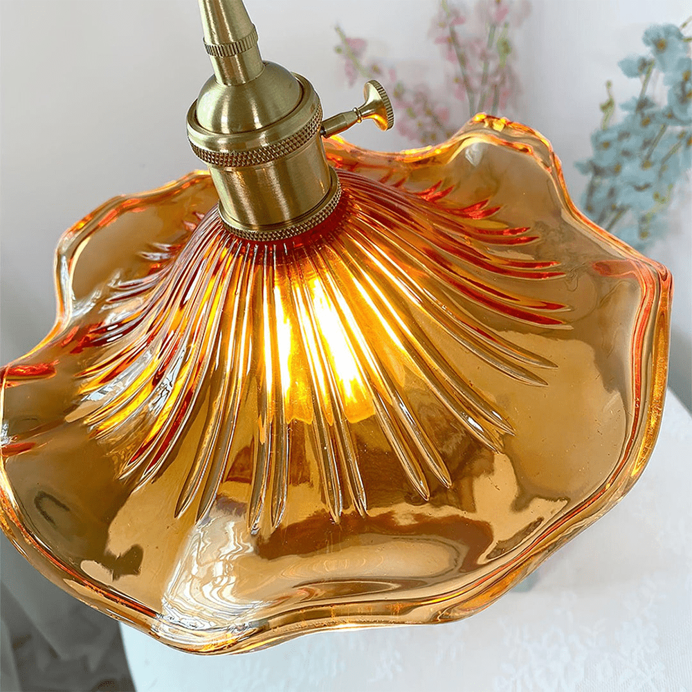 Floral Glass Pendant Light with Hibiscus Design