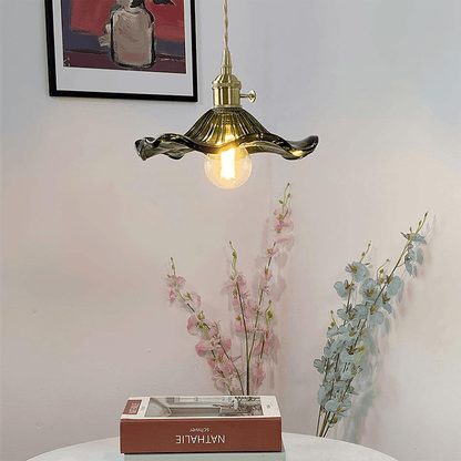 Floral Glass Pendant Light with Hibiscus Design