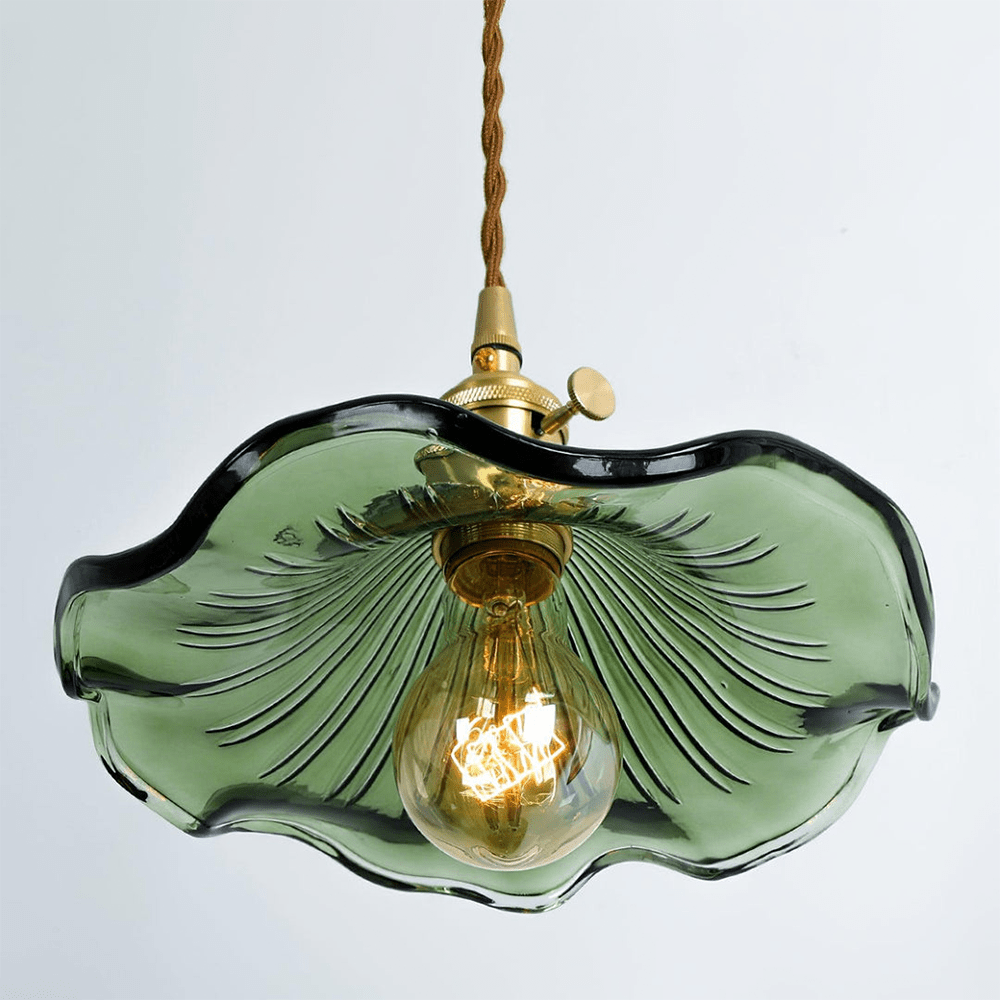 Floral Glass Pendant Light with Hibiscus Design