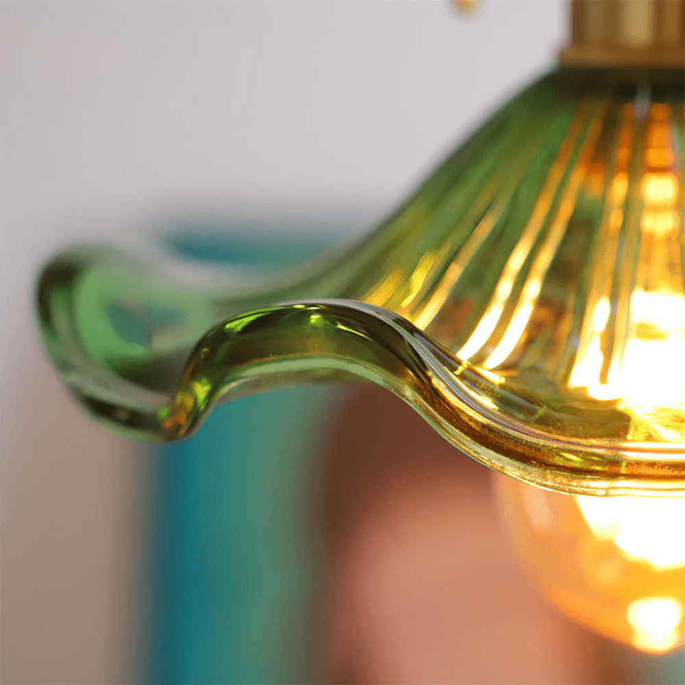 Floral Glass Pendant Light with Hibiscus Design