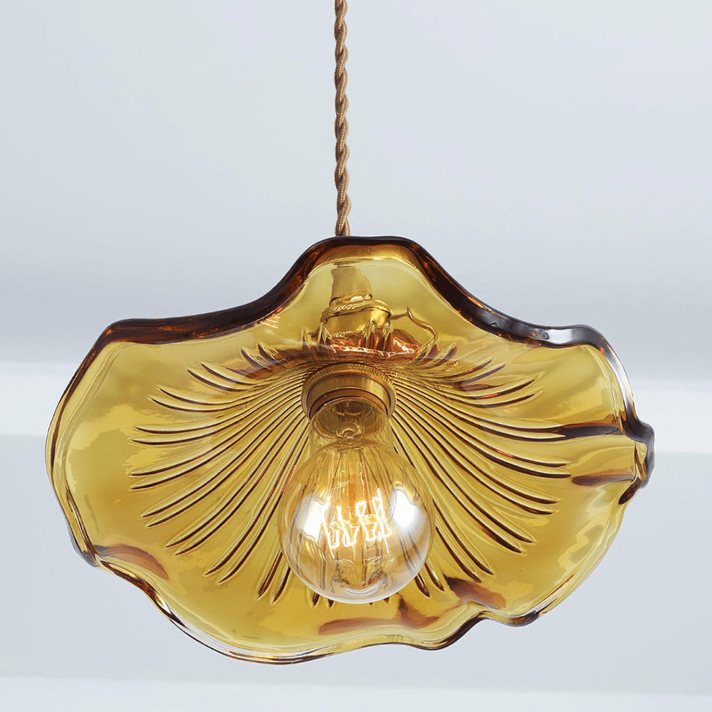 Floral Glass Pendant Light with Hibiscus Design
