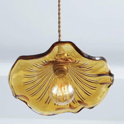 Floral Glass Pendant Light with Hibiscus Design
