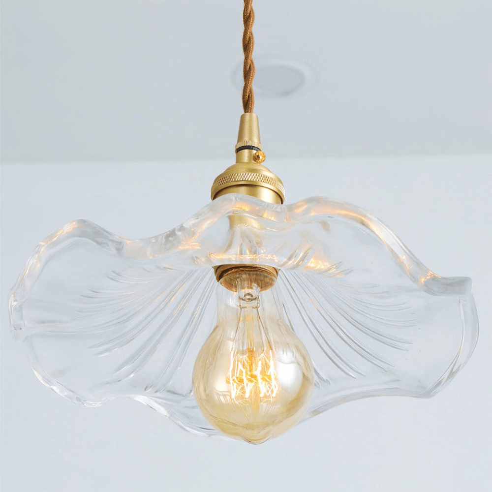 Floral Glass Pendant Light with Hibiscus Design